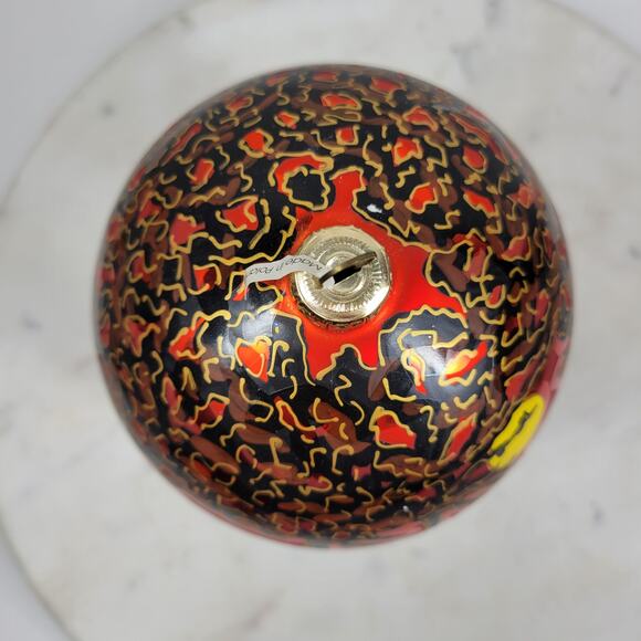 Vtg Poland Halloween Tree Ornament Orange Black Hand Painted Moon Trees Signed - Picture 5 of 16